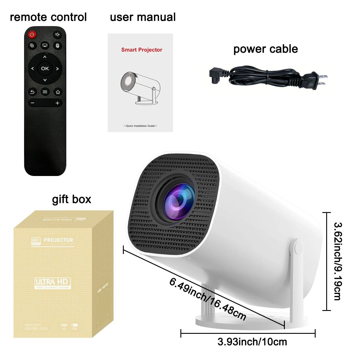 Neuer tragbarer Projektor mit WiFi 6 und Wireless 5.0, Native 720P unterstützt 4K Smart Projektor, einstellbarer Bildschirm, 180 °   Rotation, B
