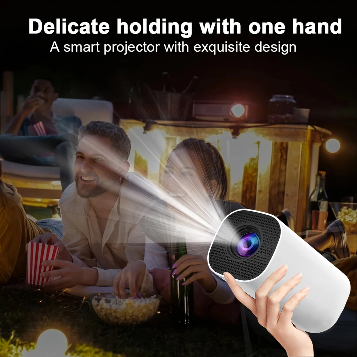 Neuer tragbarer Projektor mit WiFi 6 und Wireless 5.0, Native 720P unterstützt 4K Smart Projektor, einstellbarer Bildschirm, 180 °   Rotation, B
