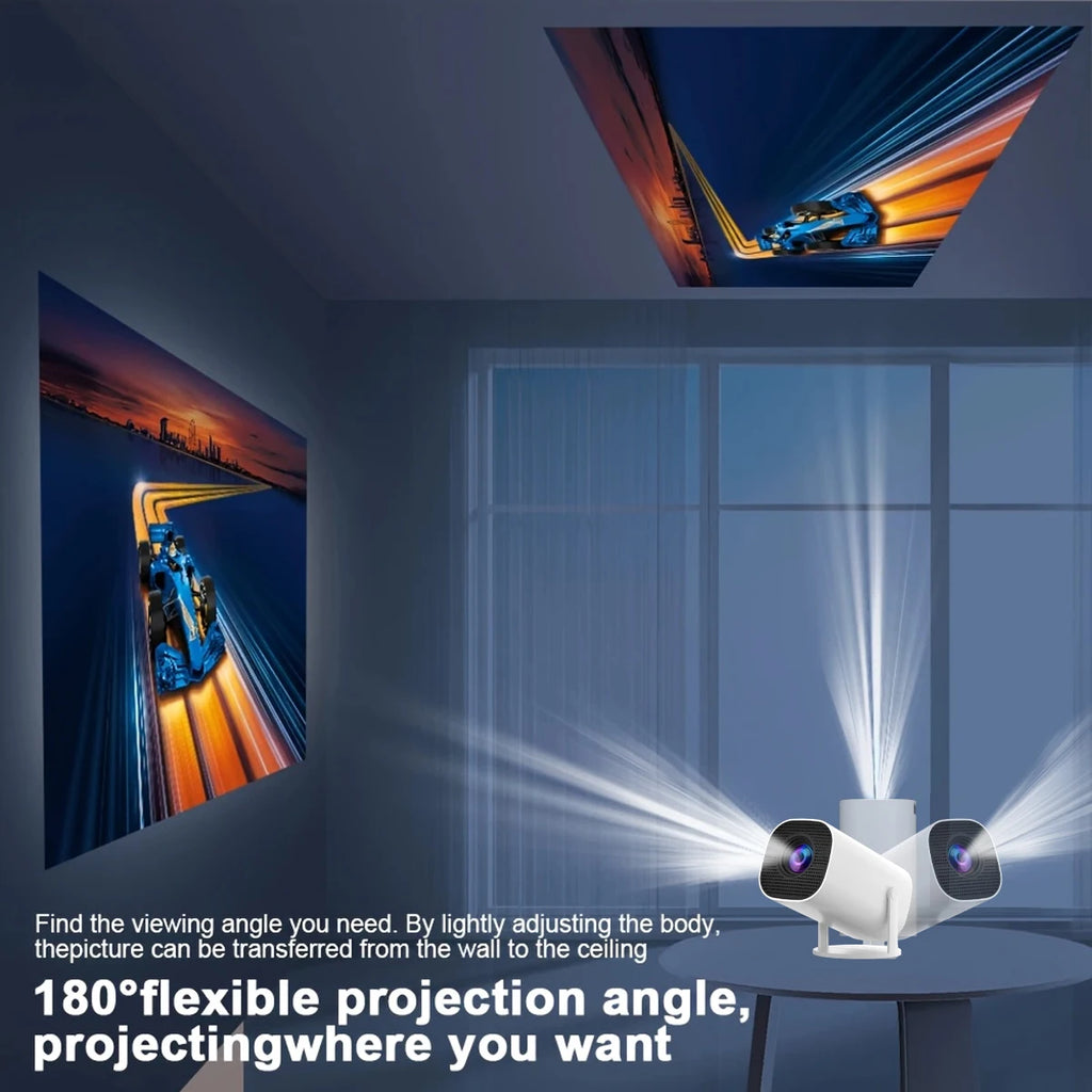 Neuer tragbarer Projektor mit WiFi 6 und Wireless 5.0, Native 720P unterstützt 4K Smart Projektor, einstellbarer Bildschirm, 180 °   Rotation, B